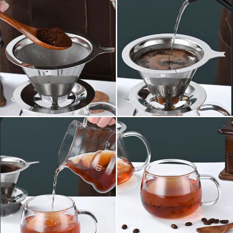 Coador com Filtro de Café Reutilizável em Aço Inox