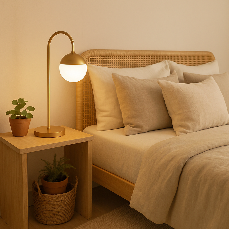 Abajur Curvado Dourado com Globo Sofisticado