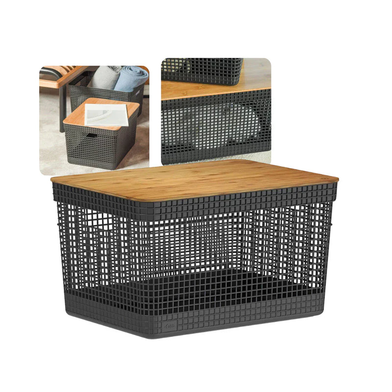 Cesto Organizador 20L Tampa em Bambu