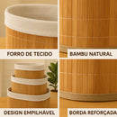 Kit 3 Cestos de Bambu com Forro