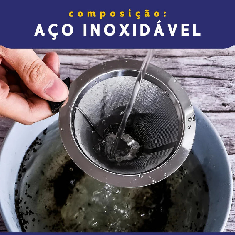 Coador com Filtro de Café Reutilizável em Aço Inox