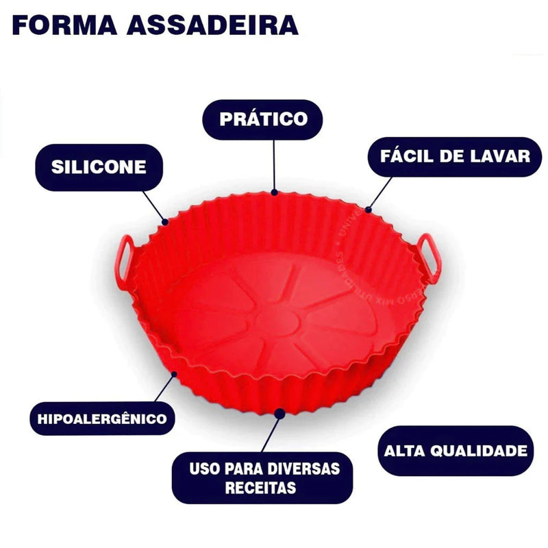 Kit 2 formas de Silicone Redonda  Air Fryer