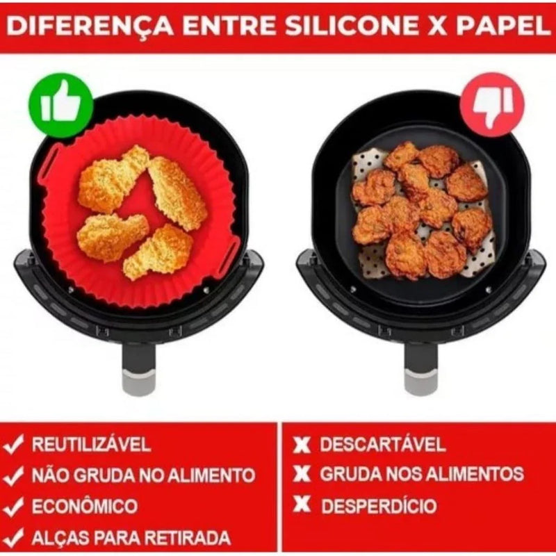 Kit 2 formas de Silicone Redonda  Air Fryer