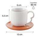 Jogo de 4 Xícaras de Café com Pires de Bambu